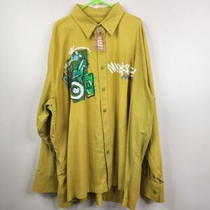 NEW Vtg Miskeen Y2K Hand Painted Long Sleeve Button Down Shirt 4X